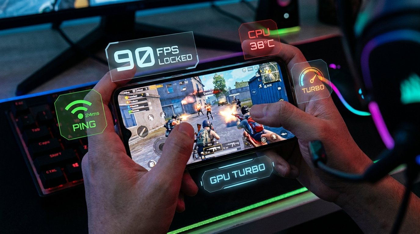 PUBG Mobile Battle Royale Gameplay with 90 FPS Locked and 24ms Low Ping HUD
