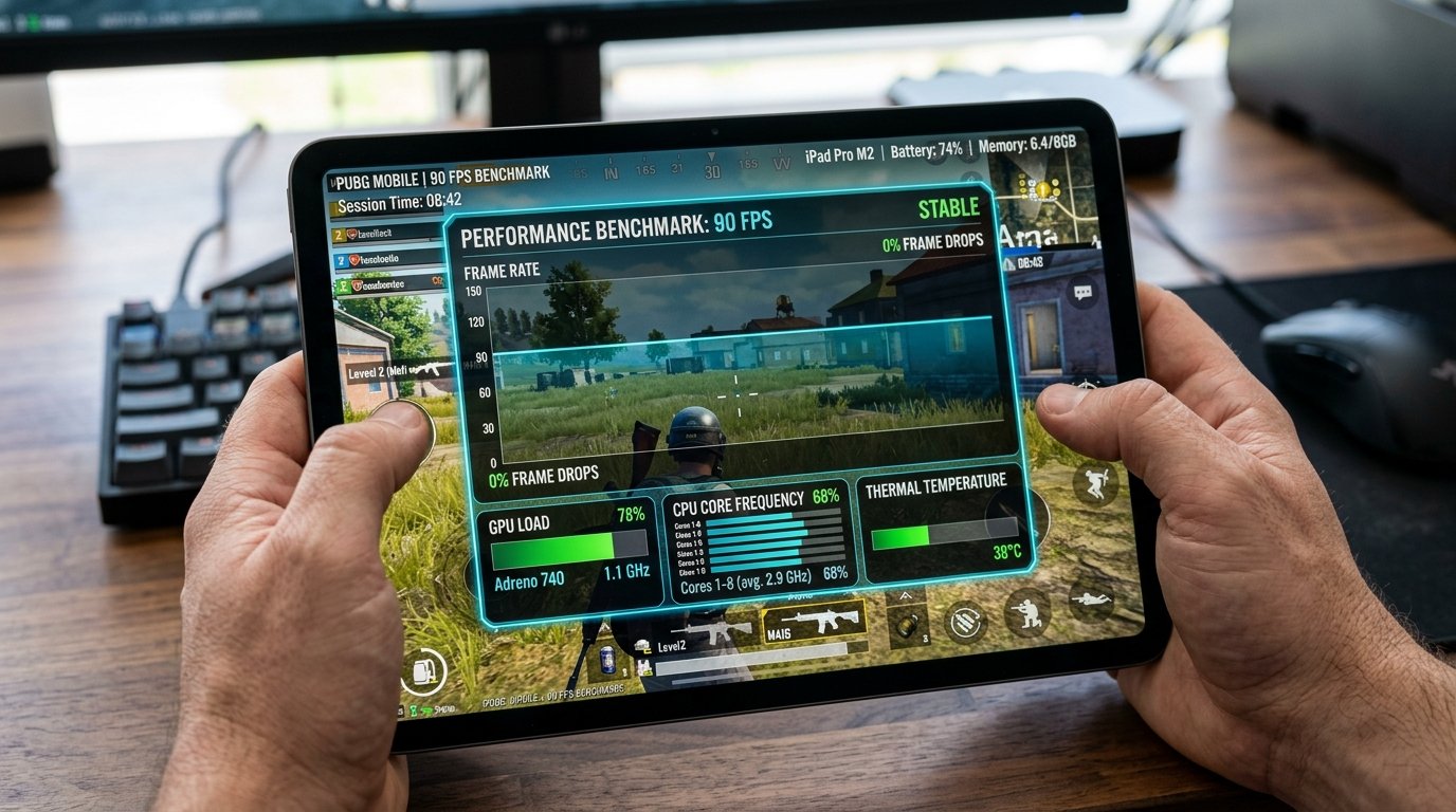 PUBG Mobile 90 FPS Benchmark Performance Test Graph on Android Tablet