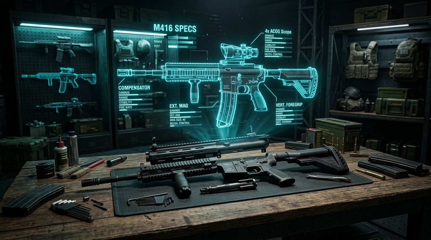 PUBG Mobile M416 Gunsmith Blueprint Specifications and Recoil Control Setup