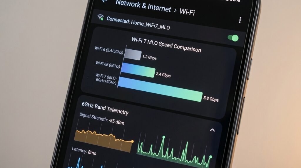 Wi-Fi 7 vs Wi-Fi 6E on Android Smartphones: Speed, Latency, and MLO Technology - Android Guide Visual