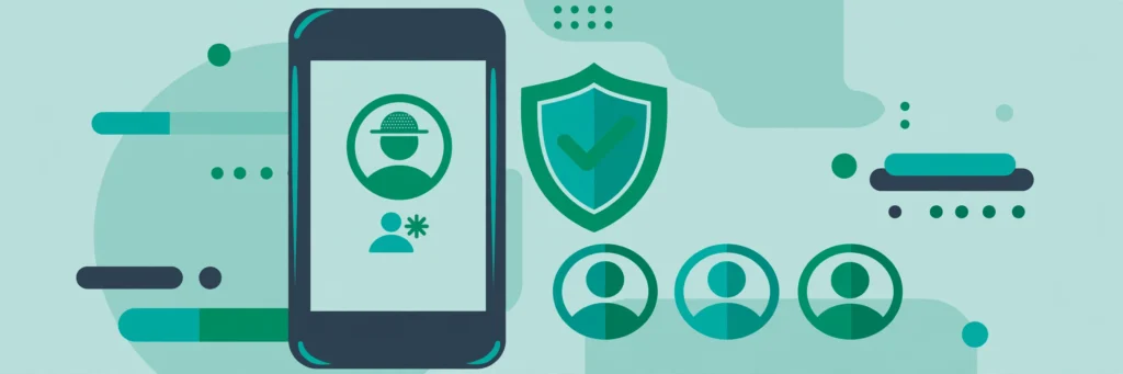 Flat vector illustration of a smartphone with a guest user profile and shield, representing Android Guest Mode and multiple user profiles