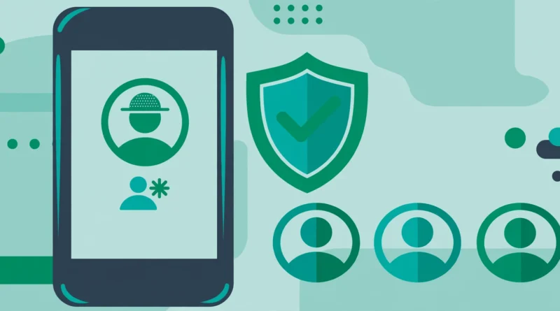 Flat vector illustration of a smartphone with a guest user profile and shield, representing Android Guest Mode and multiple user profiles